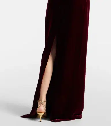 Costarellos Draped embellished halterneck velvet gown | Thumbnail 4