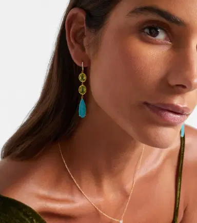 Octavia Elizabeth Santorini 18kt gold drop earrings with gemstones | Thumbnail 3