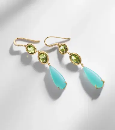 Octavia Elizabeth Santorini 18kt gold drop earrings with gemstones | Thumbnail 5