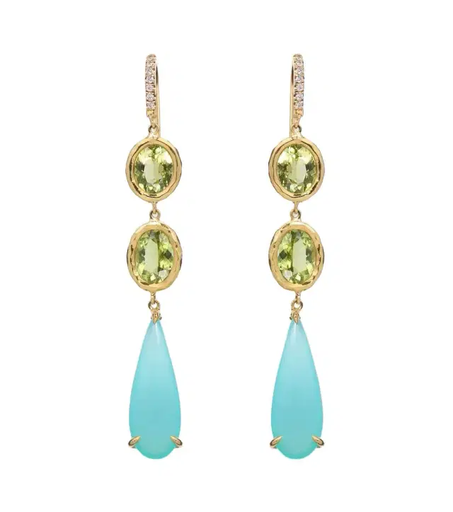 Octavia Elizabeth Santorini 18kt gold drop earrings with gemstones