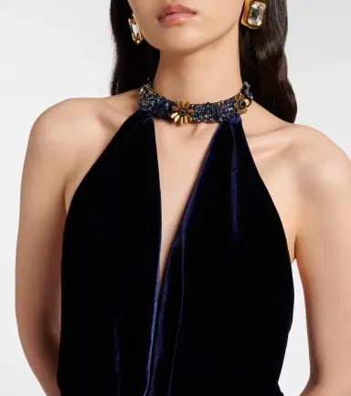 Costarellos Crystal-embellished velvet gown | Thumbnail 3