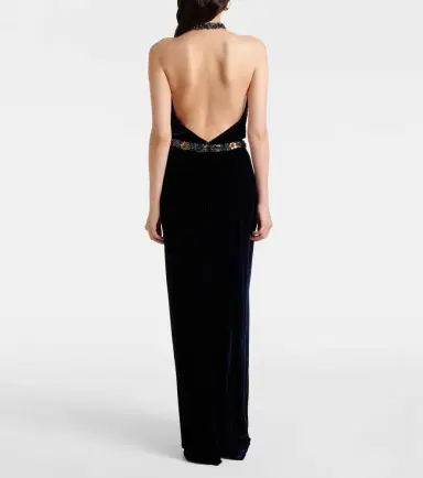 Costarellos Crystal-embellished velvet gown | Thumbnail 5