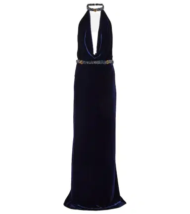 Costarellos Crystal-embellished velvet gown | Thumbnail 1