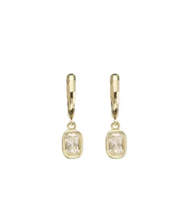 Octavia Elizabeth Hidden Gem 18kt gold huggies with diamonds