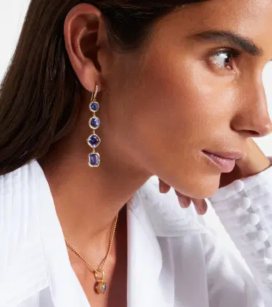 Octavia Elizabeth Cascade 18kt gold drop earrings with diamonds and tanzanites | Thumbnail 2 Octavia Elizabeth Cascade 18kt gold drop earrings with diamonds and tanzanites | Thumbnail 2
