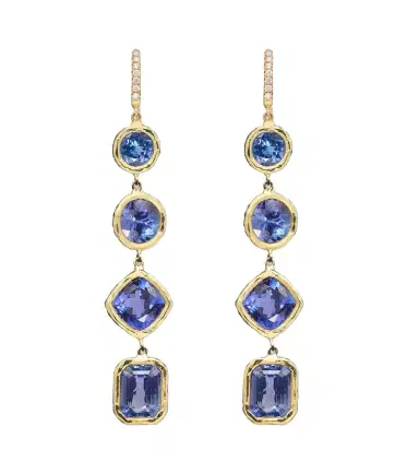 Octavia Elizabeth Cascade 18kt gold drop earrings with diamonds and tanzanites | Thumbnail 1 Octavia Elizabeth Cascade 18kt gold drop earrings with diamonds and tanzanites | Thumbnail 1