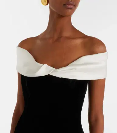 Costarellos Off-shoulder velvet bustier gown | Thumbnail 2