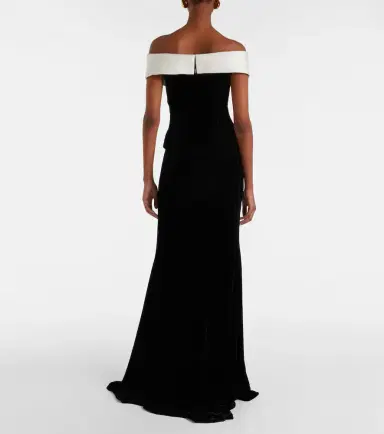 Costarellos Off-shoulder velvet bustier gown | Thumbnail 5