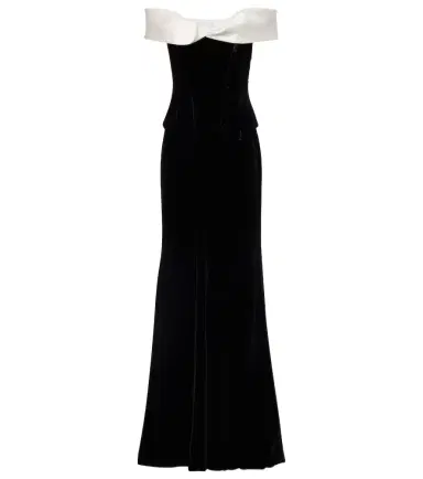 Costarellos Off-shoulder velvet bustier gown | Thumbnail 1