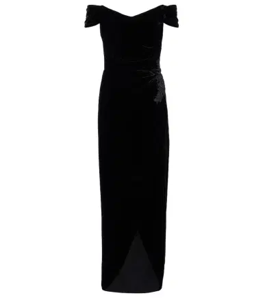Costarellos Embellished off-shoulder velvet gown | Thumbnail 1 Costarellos Embellished off-shoulder velvet gown | Thumbnail 1