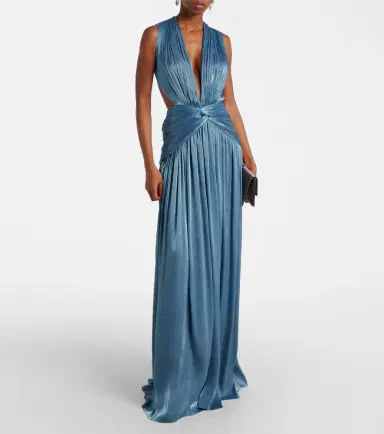 Costarellos Draped open-back jersey gown | Thumbnail 2