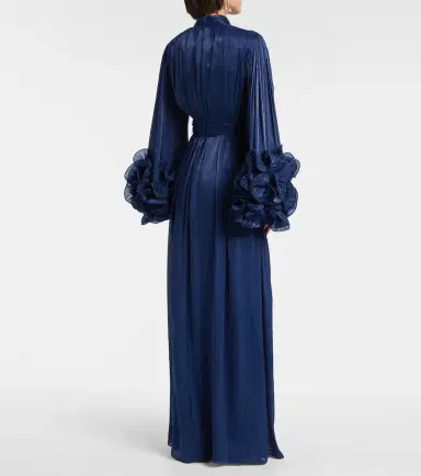 Costarellos Draped ruffled gown | Thumbnail 3