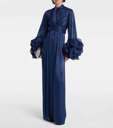 Costarellos Draped ruffled gown | Thumbnail 6