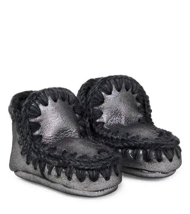Mou Kids Baby shearling-lined suede boots