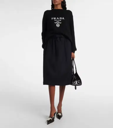 Prada Logo wool and cashmere sweater | Thumbnail 3