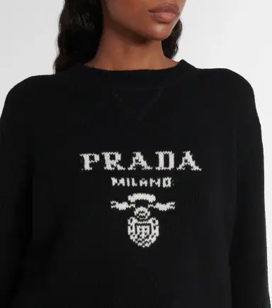 Prada Logo wool and cashmere sweater | Thumbnail 4