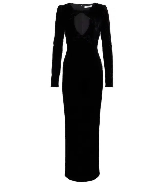 Bow-detail cutout velvet gown