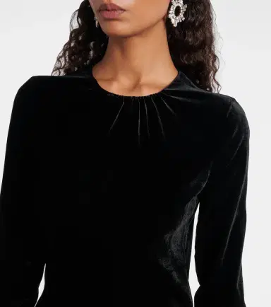 Alessandra Rich Ruched silk-trimmed asymmetric velvet gown | Thumbnail 4
