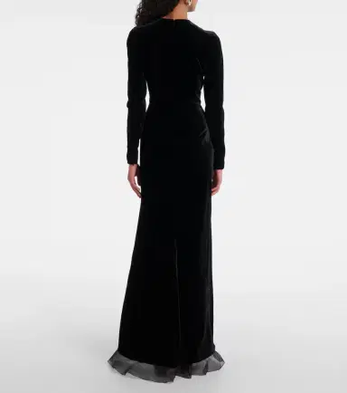 Alessandra Rich Ruched silk-trimmed asymmetric velvet gown | Thumbnail 5