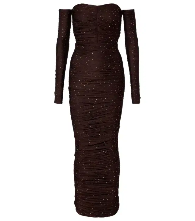 Alex Perry Ruched embellished jersey gown