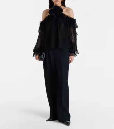 Carolina Herrera Floral-appliqué silk tulle top | Thumbnail 5 Carolina Herrera Floral-appliqué silk tulle top | Thumbnail 5