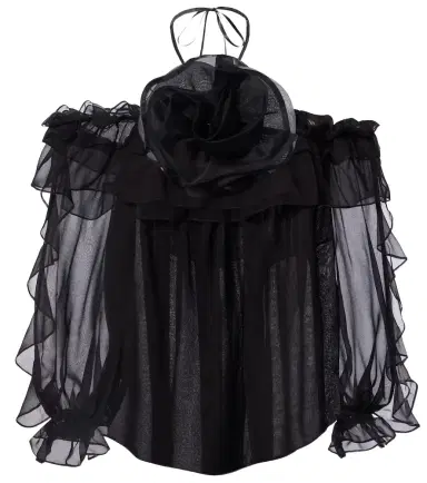 Carolina Herrera Floral-appliqué silk tulle top | Thumbnail 1 Carolina Herrera Floral-appliqué silk tulle top | Thumbnail 1