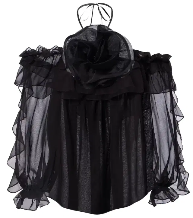 Floral-appliqué silk tulle top