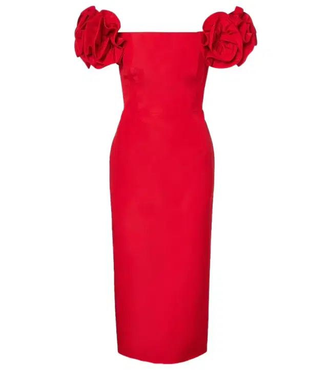 Off-shoulder silk cocktail dress