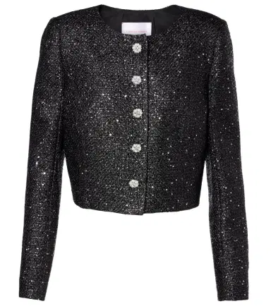 Carolina Herrera Sequined cropped lamé tweed jacket | Thumbnail 1
