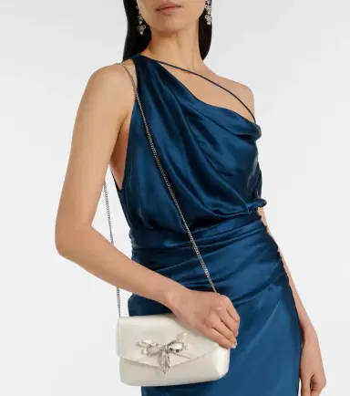 Jimmy Choo Soft Bow Mini embellished satin clutch | Thumbnail 7