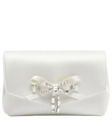 Jimmy Choo Soft Bow Mini embellished satin clutch | Thumbnail 1