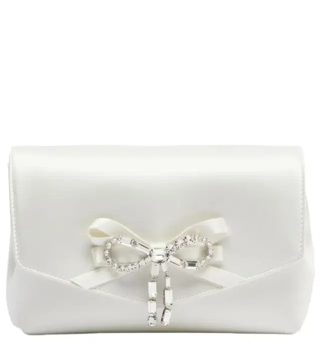 Soft Bow Mini embellished satin clutch