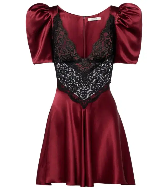 Lace-trimmed silk cocktail dress