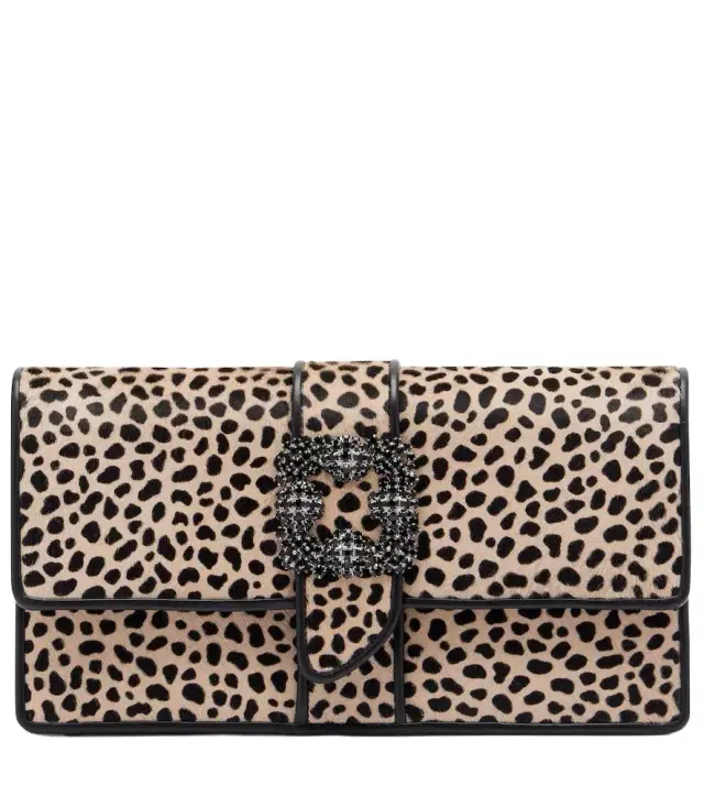 Manolo Blahnik Capri embellished calf hair clutch