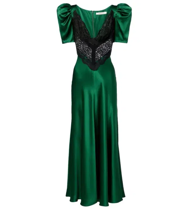 Lace-trimmed silk cocktail dress