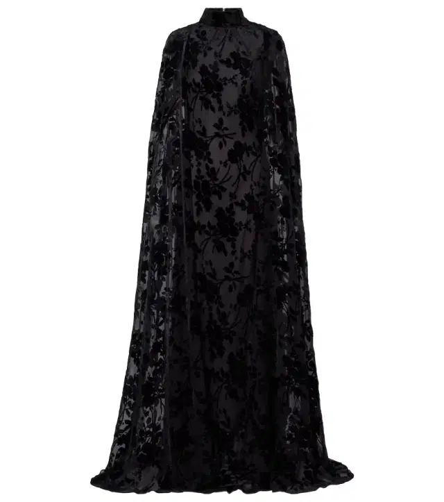 Caped floral velvet devoré gown