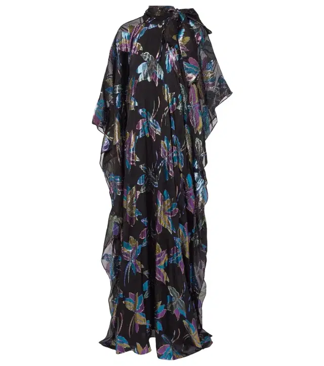 Taller Marmo Stevie tie-neck silk-blend lamé kaftan