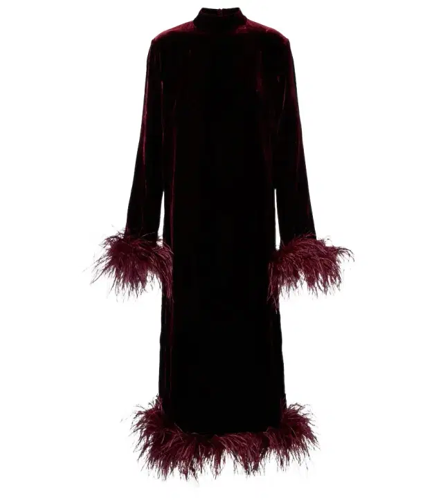 Taller Marmo Gina Venti feather-trimmed midi dress