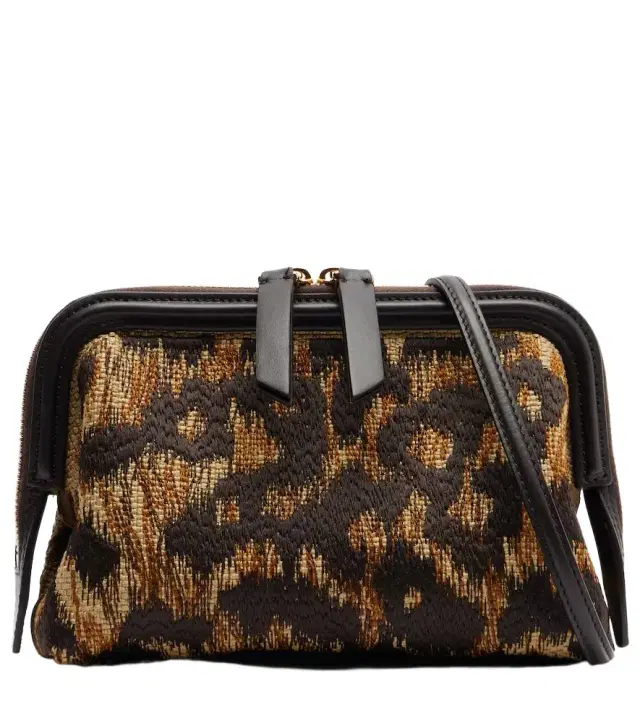 Etro Doc leather-trimmed raffia-effect crossbody bag