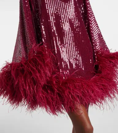 Taller Marmo Vegas sequined feather-trimmed chiffon kaftan | Thumbnail 2