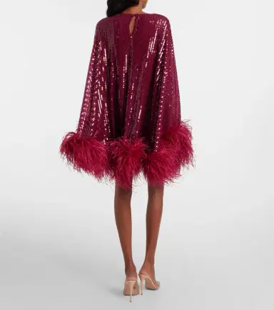 Taller Marmo Vegas sequined feather-trimmed chiffon kaftan | Thumbnail 5