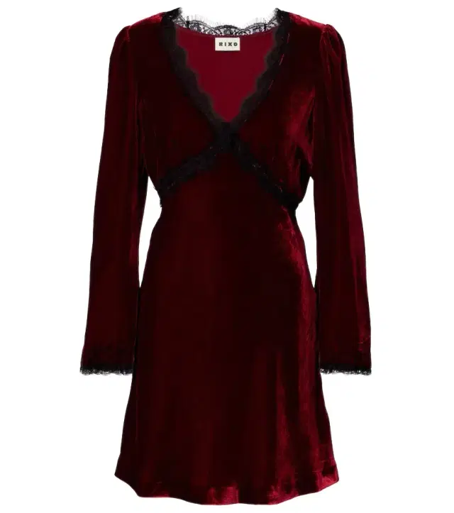 Rixo Macie lace-trimmed velvet minidress