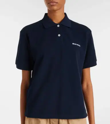 Miu Miu Logo cotton piqué polo shirt | Thumbnail 4