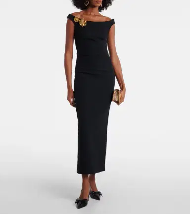 Safiyaa Belted embellished crêpe maxi dress | Thumbnail 5 Safiyaa Belted embellished crêpe maxi dress | Thumbnail 5