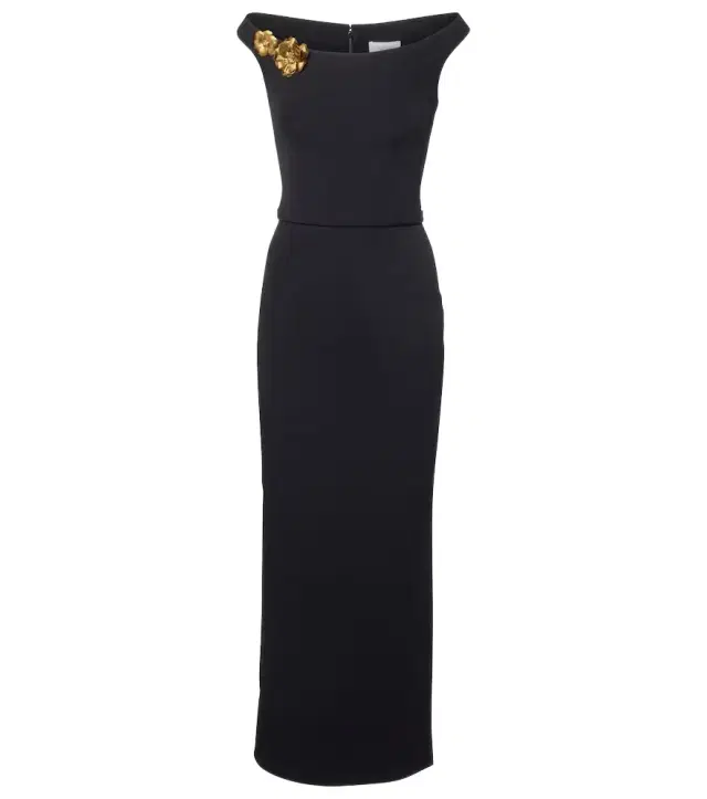 Safiyaa Belted embellished crêpe maxi dress