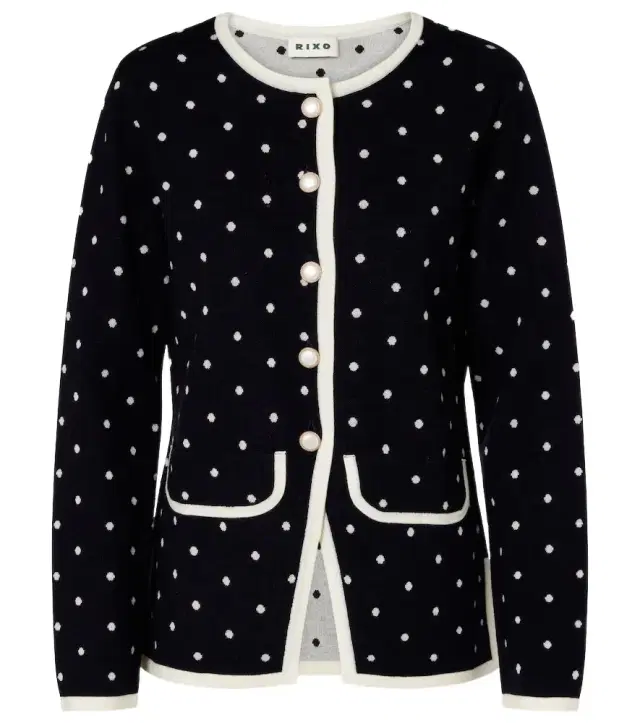 Rixo Mirja polka-dot wool-blend cardigan