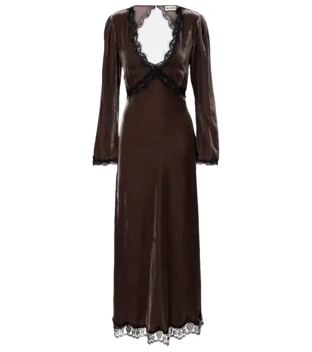 Rixo Alesha lace-trimmed velvet midi dress