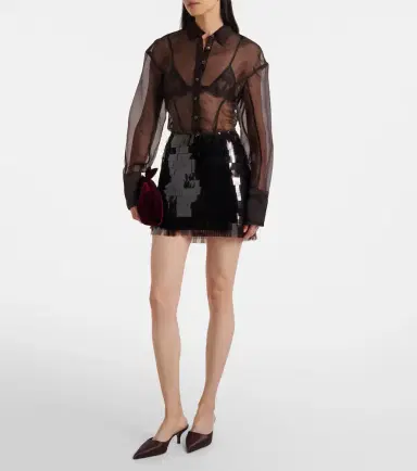 Staud Aida sheer silk organza shirt | Thumbnail 2