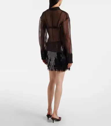 Staud Aida sheer silk organza shirt | Thumbnail 3