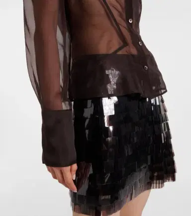 Staud Aida sheer silk organza shirt | Thumbnail 4